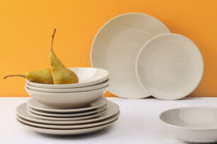 LUPIN, https://dev1-mda.konsimo.pl/kolekcja/lupin/ Zestaw obiadowy, 12 os. (36el) beżowy - zdjęcie