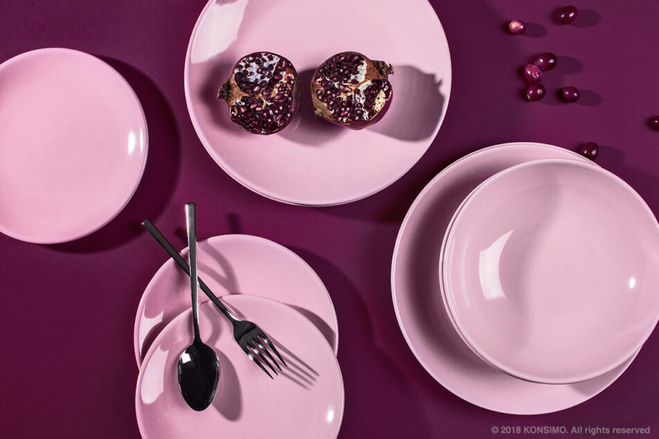 LUPIN Zestaw obiadowy, 12 os. (36el) różowy - zdjęcie 2