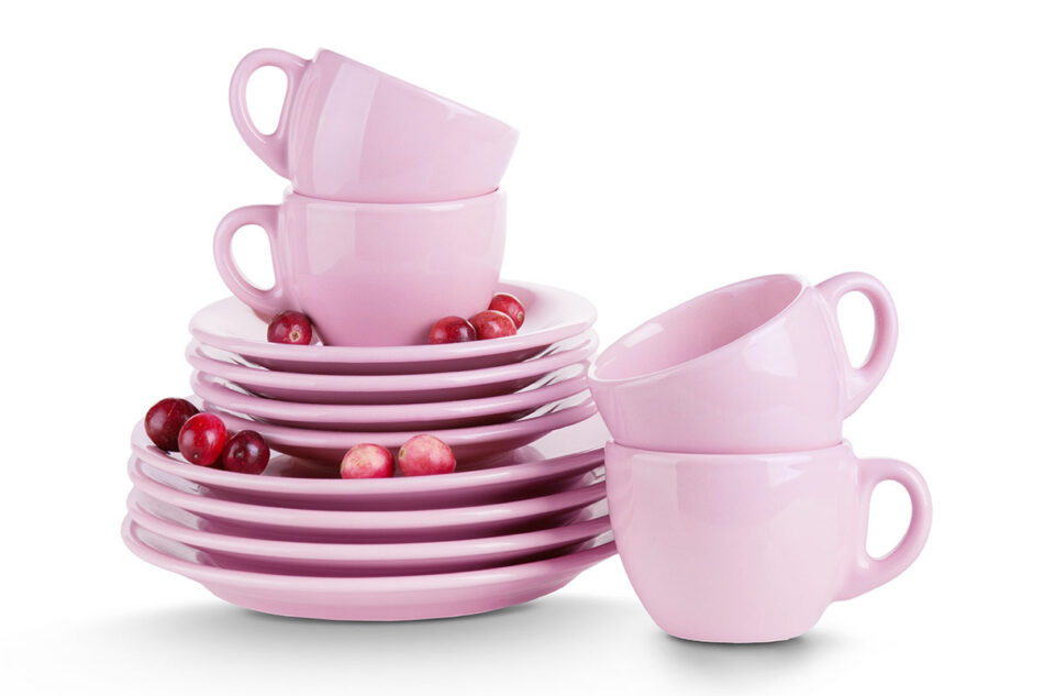 LUPIN Zestaw kawowy, 4 os. (12 el) różowy - zdjęcie 1