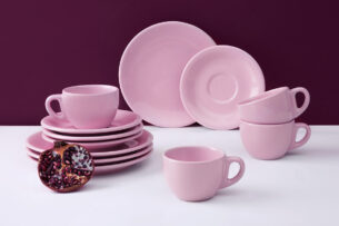 LUPIN, https://dev1-mda.konsimo.pl/kolekcja/lupin/ Zestaw kawowy, 4 os. (12 el) różowy - zdjęcie