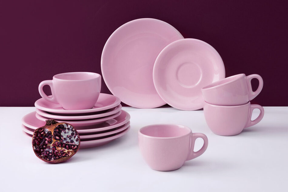 LUPIN Zestaw kawowy, 4 os. (12 el) różowy - zdjęcie 0