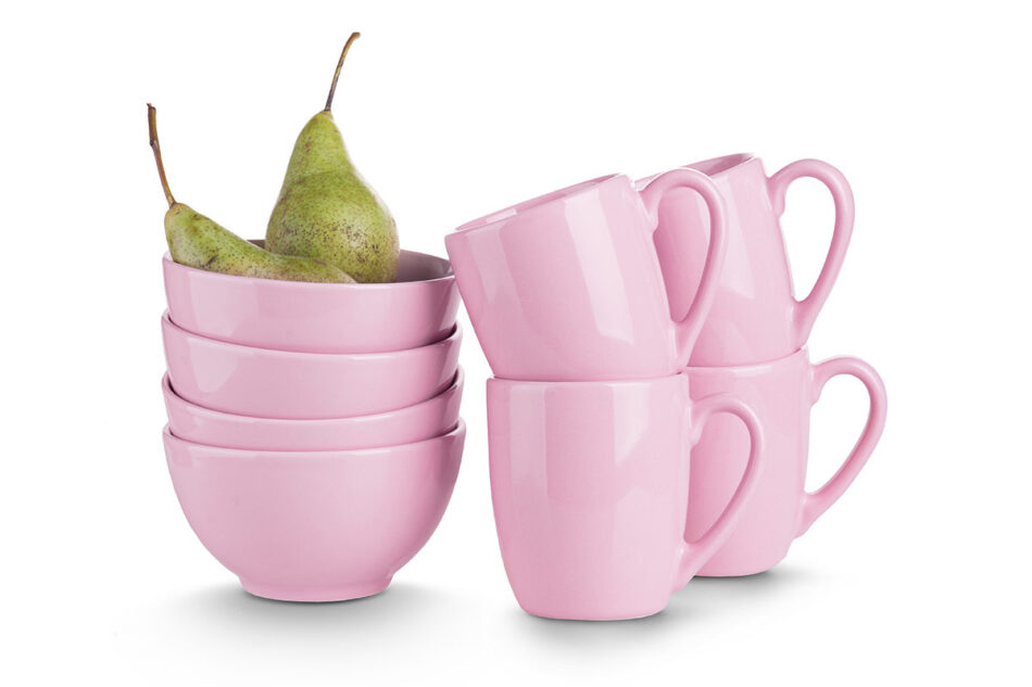 LUPIN Zestaw śniadaniowy, 4 os. (8 el) różowy - zdjęcie 1