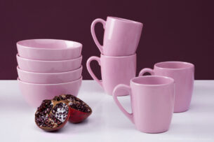 LUPIN, https://dev1-mda.konsimo.pl/kolekcja/lupin/ Zestaw śniadaniowy, 4 os. (8 el) różowy - zdjęcie