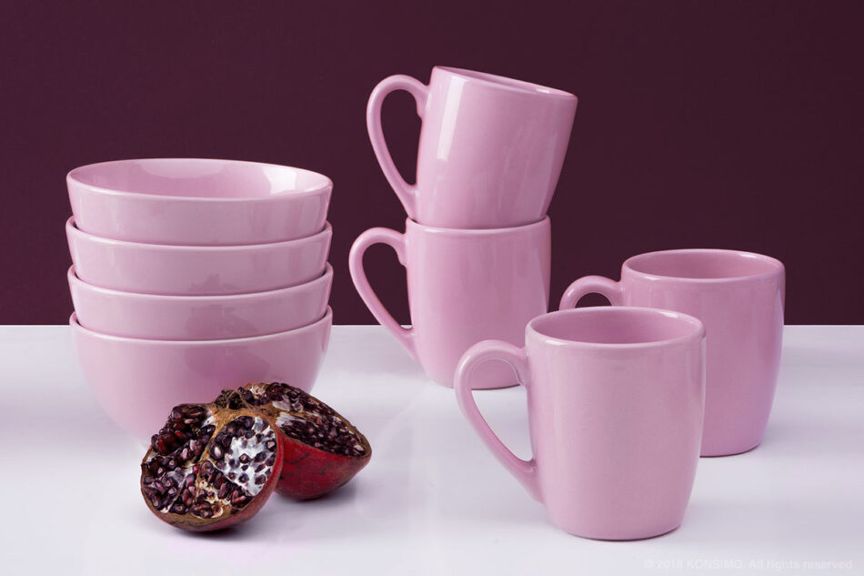 LUPIN Zestaw śniadaniowy, 4 os. (8 el) różowy - zdjęcie 0