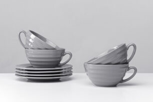 SCILLA, https://dev1-mda.konsimo.pl/kolekcja/scilla/ Zestaw herbaciany, 4 os. (8 el) szary - zdjęcie