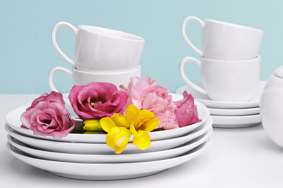 RESEDA Zestaw filiżanek do kawy, 4 os. (8 el) biały - zdjęcie 1