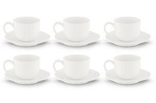 RESEDA, https://dev1-mda.konsimo.pl/kolekcja/reseda/ Zestaw filiżanek do kawy, 6 os. (12 el) biały - zdjęcie