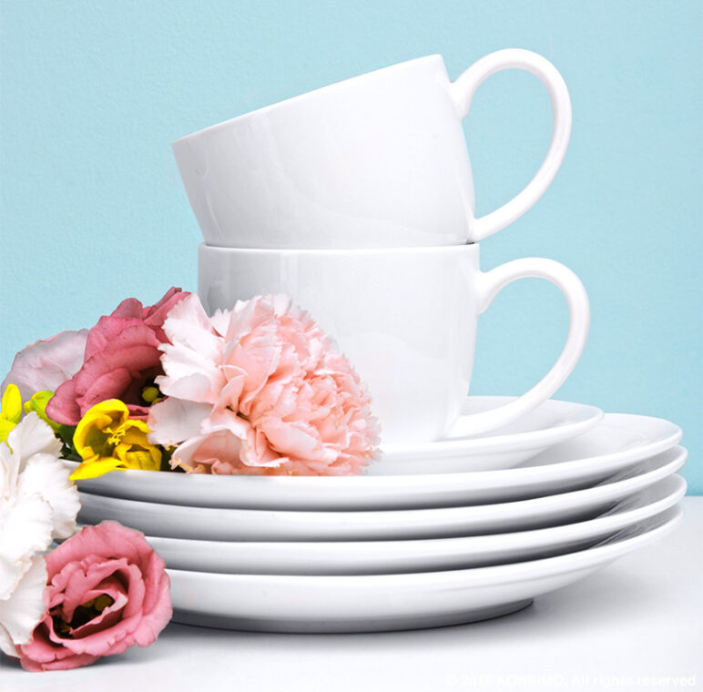 RESEDA Zestaw filiżanek do kawy, 6 os. (12 el) biały - zdjęcie 7