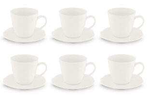 SOLANA, https://dev1-mda.konsimo.pl/kolekcja/solana/ Zestaw filiżanek do kawy, 6 os. (12 el) kremowy - zdjęcie