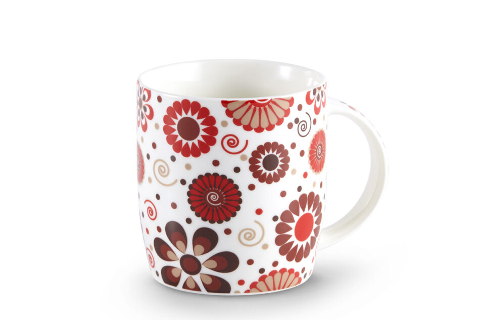 HILAR Kubek biały/czerwony/brązowy - zdjęcie 1