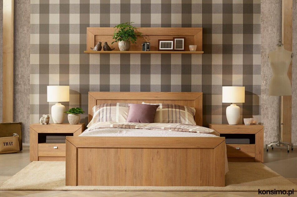 CALDO Zestaw sypialnia 140 dąb naturalny - zdjęcie 1