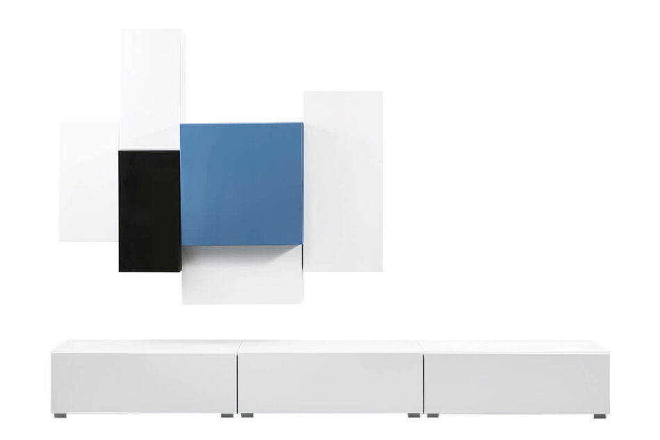 SCAVO Meblościanka biały/biały połysk/niebieski połysk/czarny połysk - zdjęcie 0