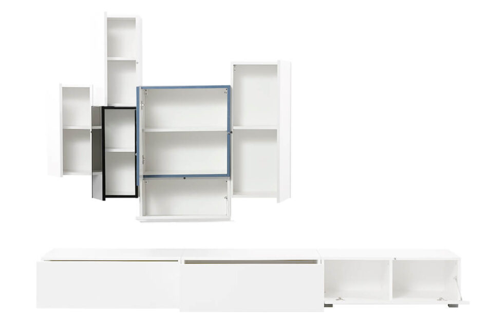 SCAVO Meblościanka biały/biały połysk/niebieski połysk/czarny połysk - zdjęcie 2