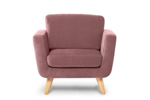 TAGIO, https://dev1-mda.konsimo.pl/kolekcja/tagio/ Różowy fotel skandynawski welur koralowy - zdjęcie