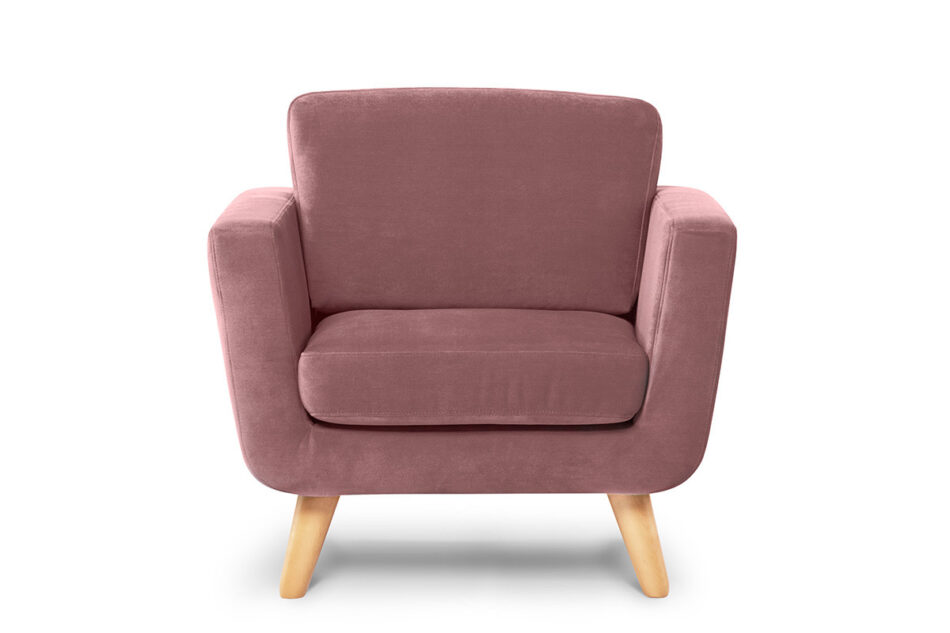 TAGIO Różowy fotel skandynawski welur koralowy - zdjęcie 0