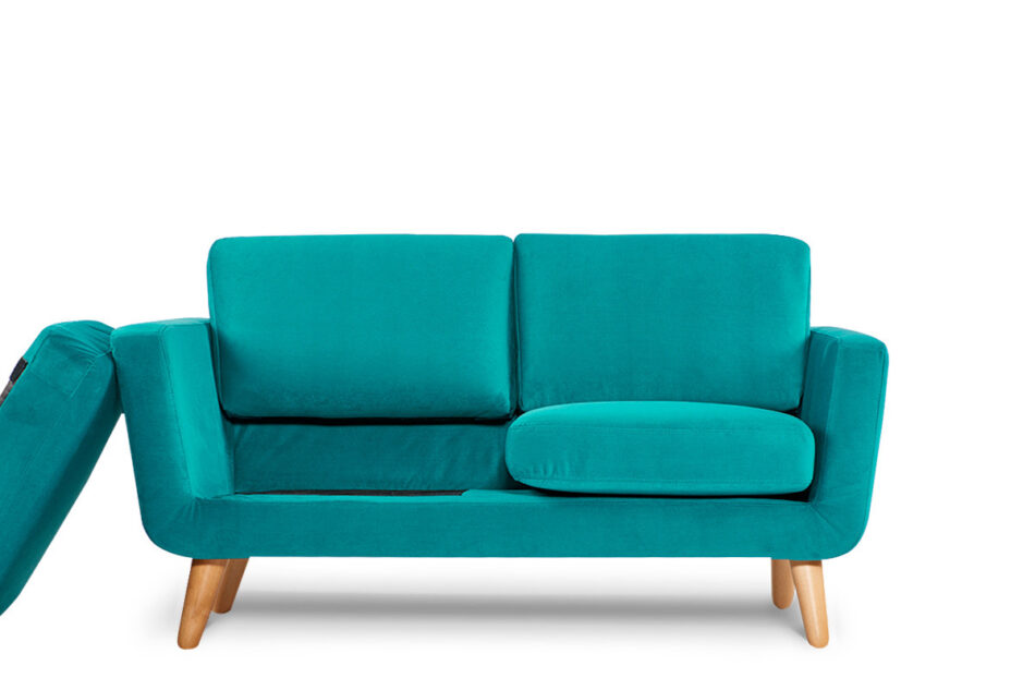 TAGIO Turkusowa skandynawska sofa 2 osobowa turkusowy - zdjęcie 4