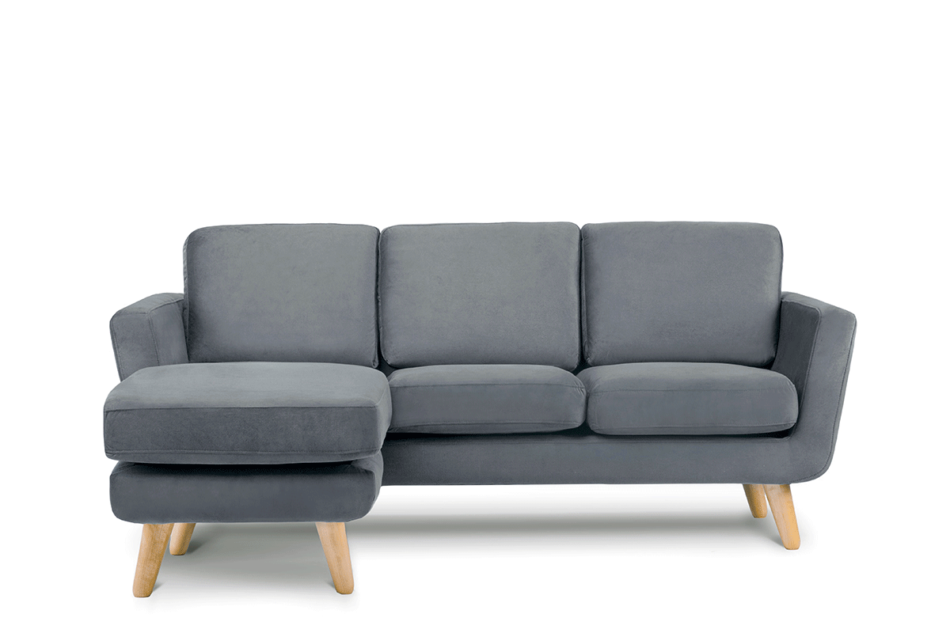 TAGIO Szary skandynawski narożnik z pufą / otomaną lewy szary - zdjęcie 0