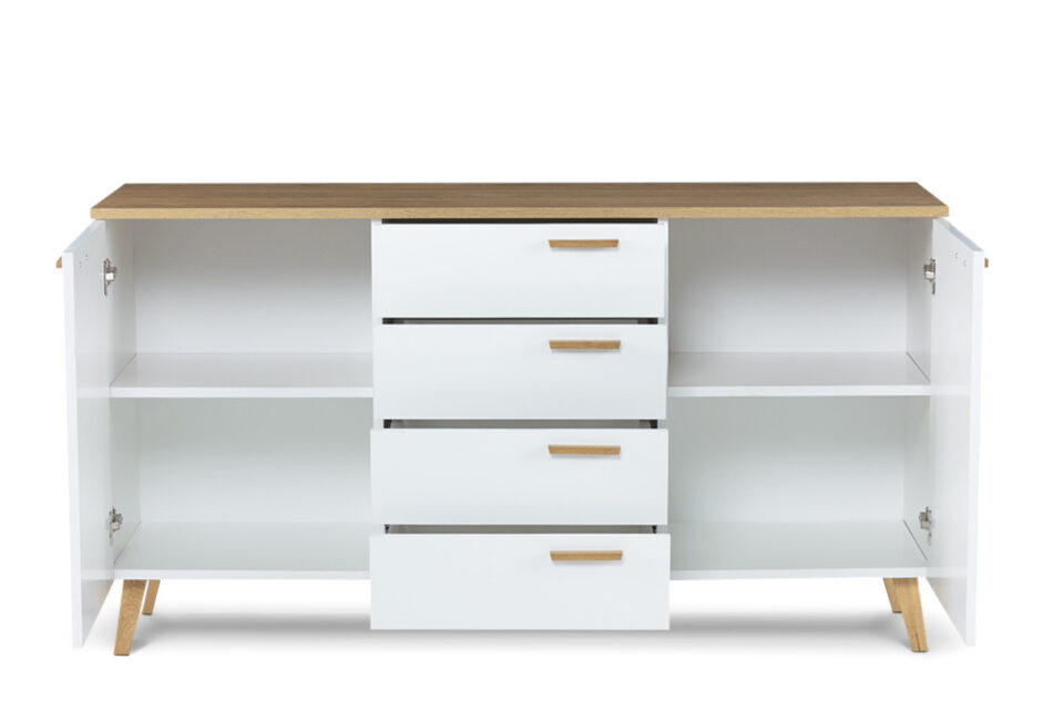 FRISK Biała komoda z szufladami skandynawska biały/dąb naturalny - zdjęcie 3