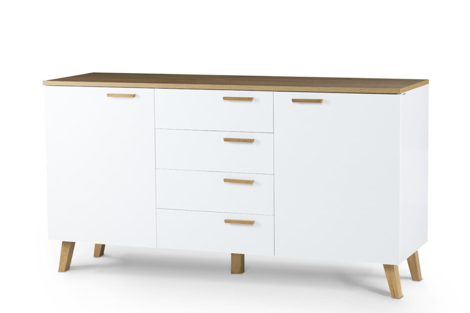 FRISK Biała komoda z szufladami skandynawska biały/dąb naturalny - zdjęcie 2