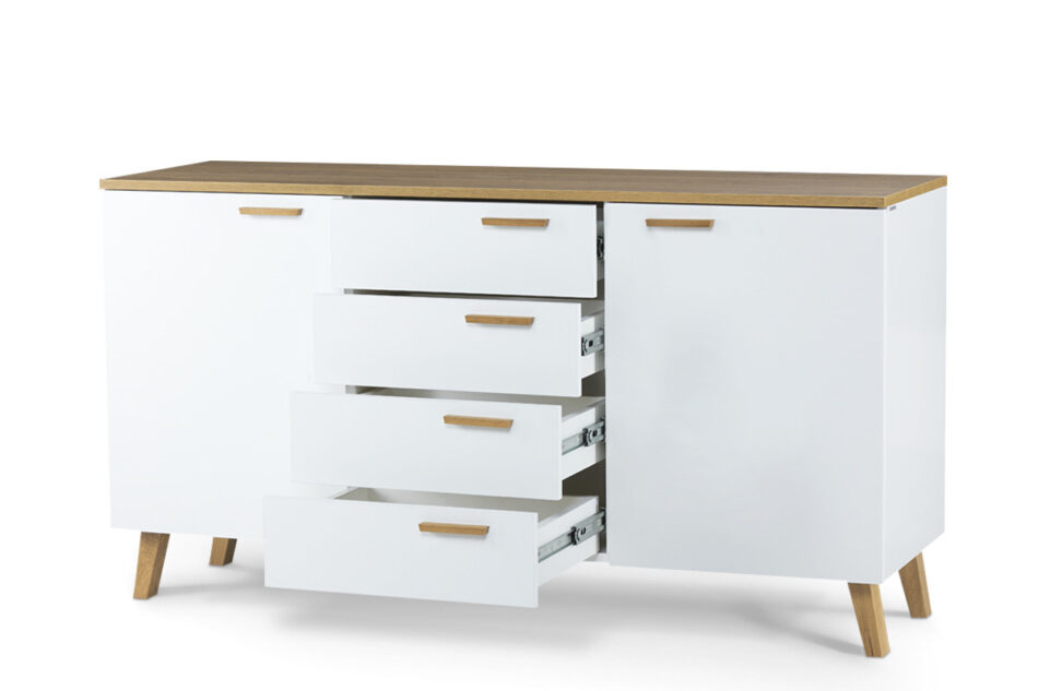 FRISK Biała komoda z szufladami skandynawska biały/dąb naturalny - zdjęcie 4