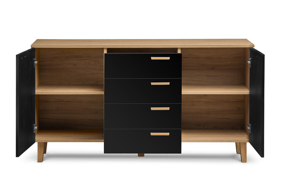 FRISK Komoda z szufladami skandynawska antracyt/dąb naturalny - zdjęcie 4