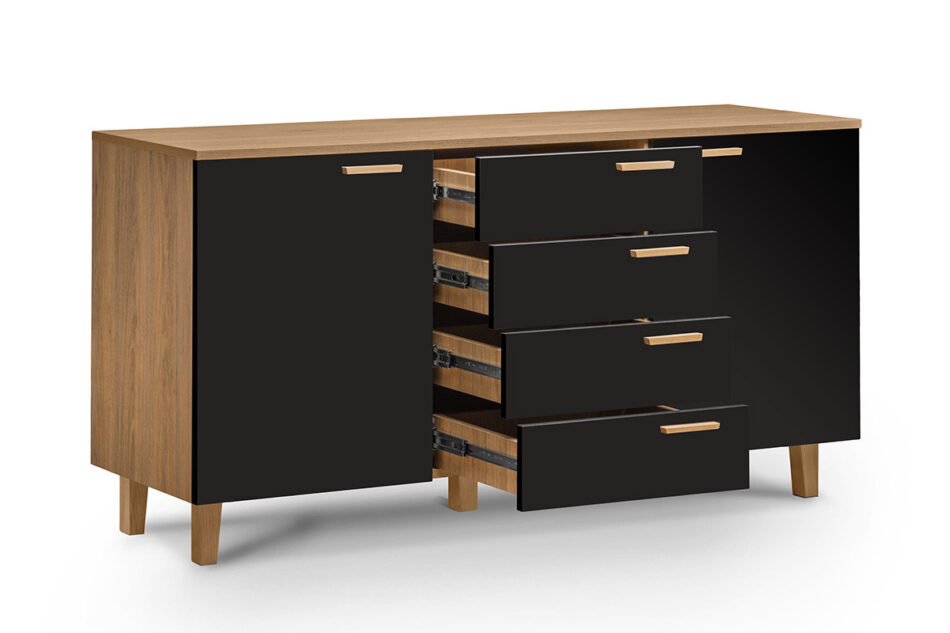 FRISK Komoda z szufladami skandynawska antracyt/dąb naturalny - zdjęcie 3