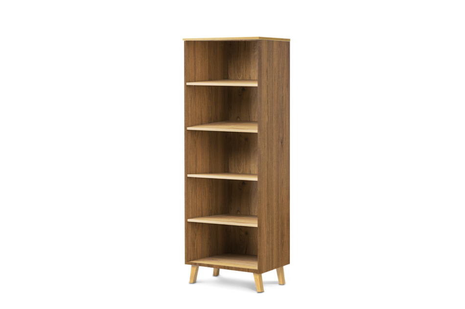 FRISK Regał na książki skandynawski antracytowy/dąb naturalny - zdjęcie 1