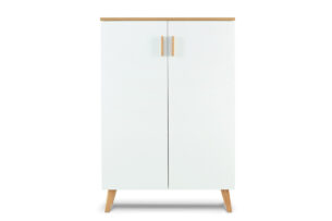 FRISK, https://dev1-mda.konsimo.pl/kolekcja/frisk/ Komoda w stylu skandynawskim biała do salonu biały/dąb naturalny - zdjęcie