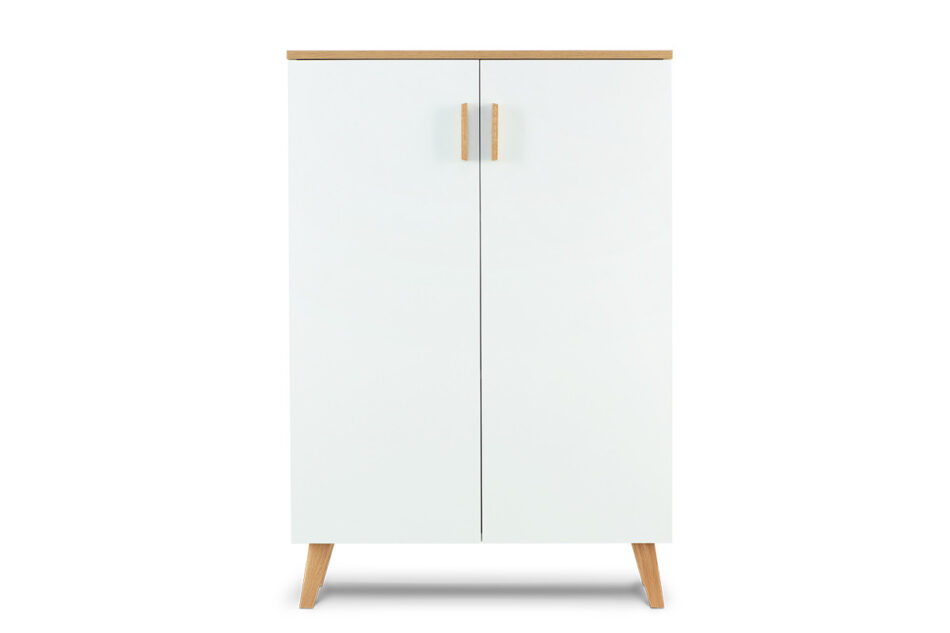 FRISK Komoda w stylu skandynawskim biała do salonu biały/dąb naturalny - zdjęcie 0