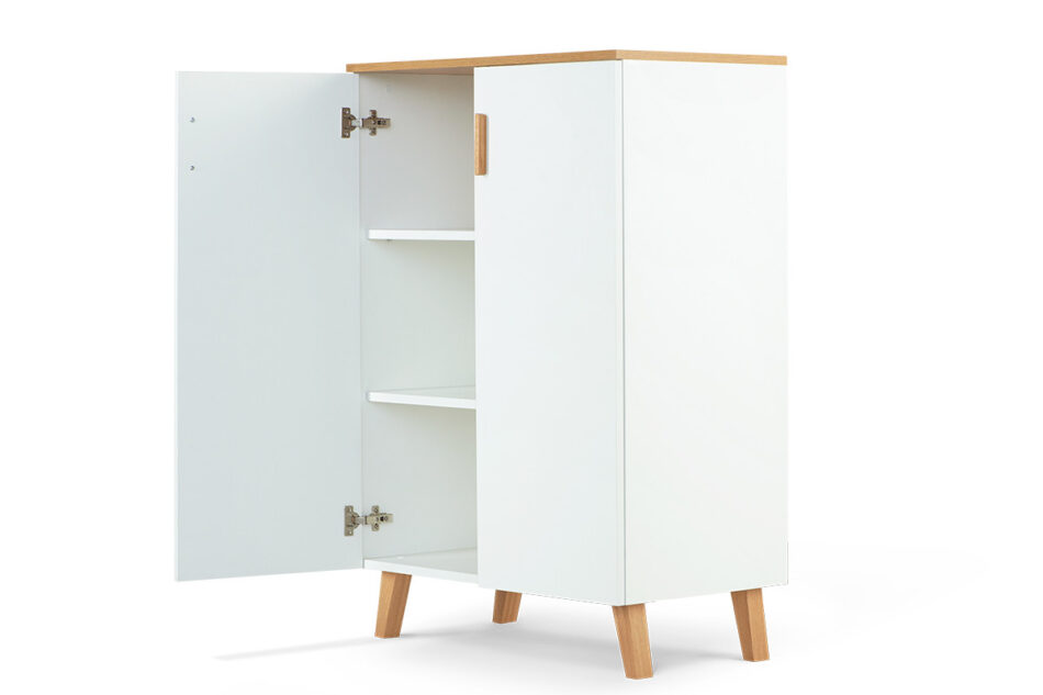 FRISK Komoda w stylu skandynawskim biała do salonu biały/dąb naturalny - zdjęcie 4