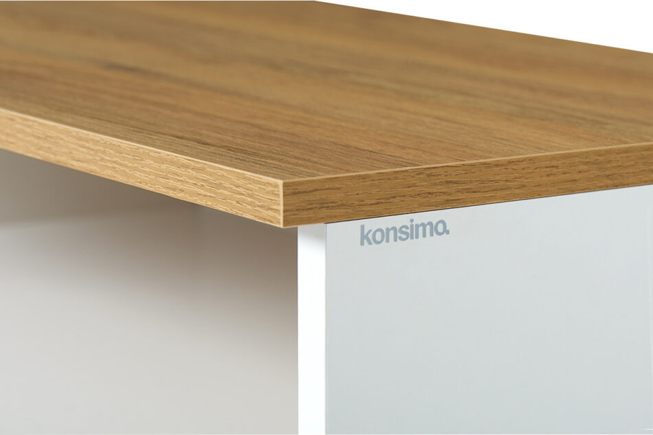 FRISK Szafka rtv biała skandynawska biały/dąb naturalny - zdjęcie 6