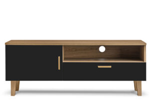 FRISK, https://dev1-mda.konsimo.pl/kolekcja/frisk/ Szafka rtv skandynawska czarna antracyt/dąb naturalny - zdjęcie