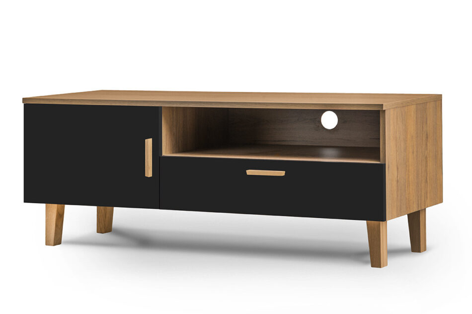 FRISK Szafka rtv skandynawska czarna antracyt/dąb naturalny - zdjęcie 2