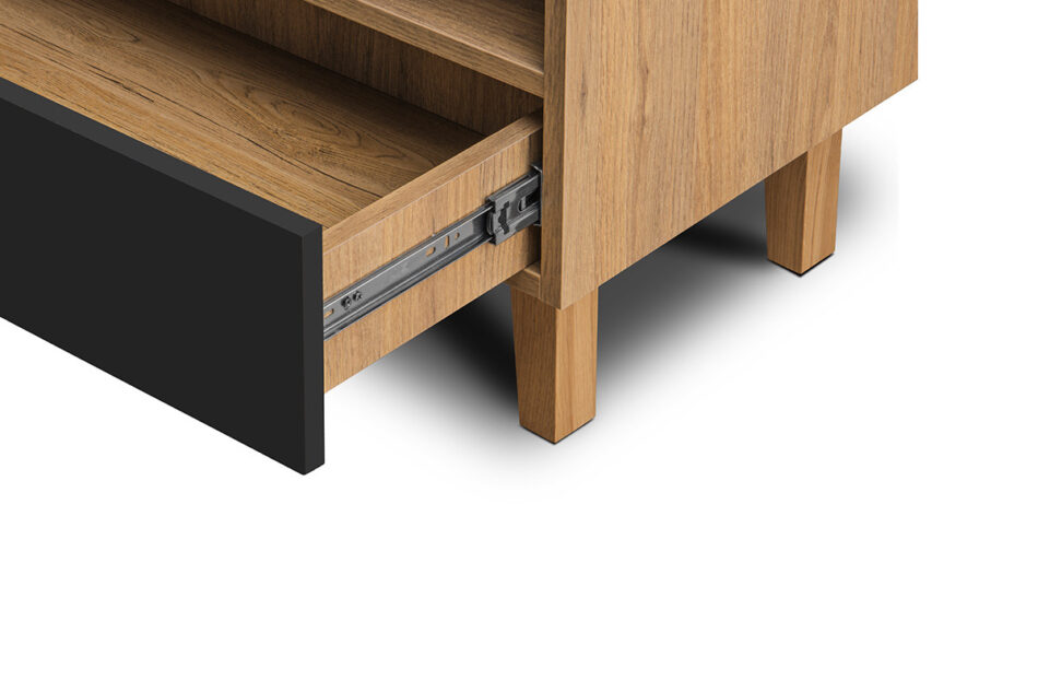 FRISK Szafka rtv skandynawska czarna antracyt/dąb naturalny - zdjęcie 4