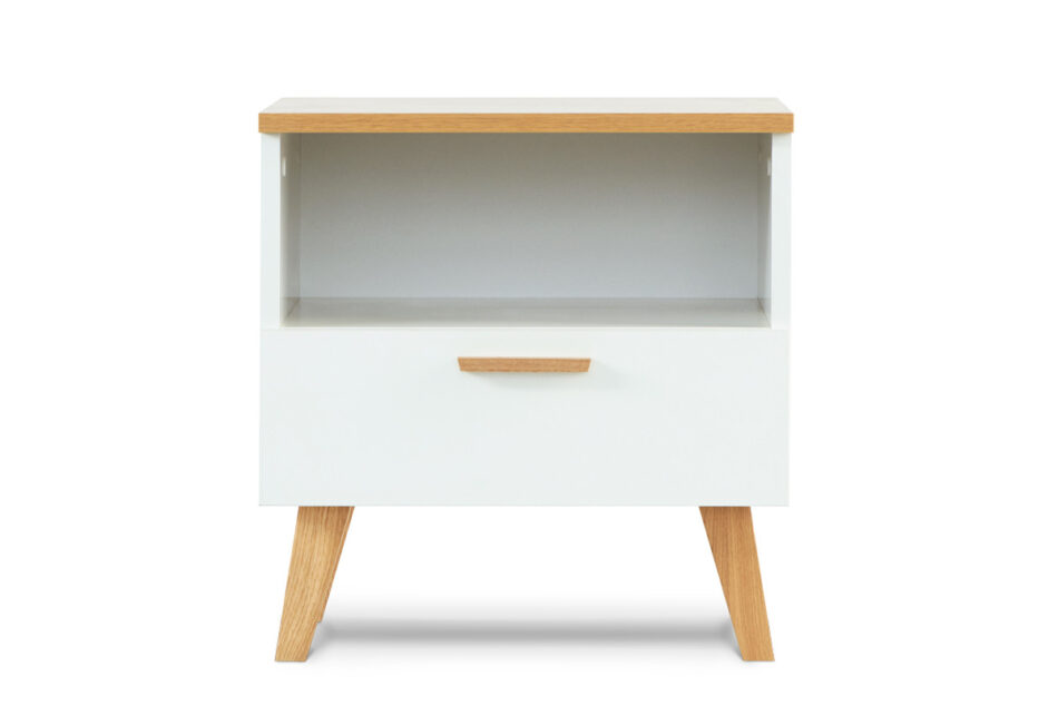 FRISK Szafka nocna skandynawska biała biały/dąb naturalny - zdjęcie 0