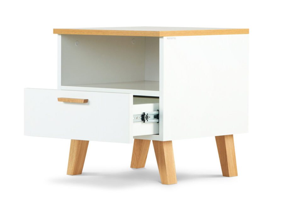 FRISK Szafka nocna skandynawska biała biały/dąb naturalny - zdjęcie 3