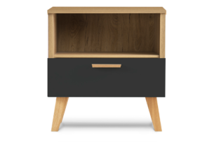 FRISK, https://dev1-mda.konsimo.pl/kolekcja/frisk/ Szafka nocna skandynawska czarna antracytowy/dąb naturalny - zdjęcie