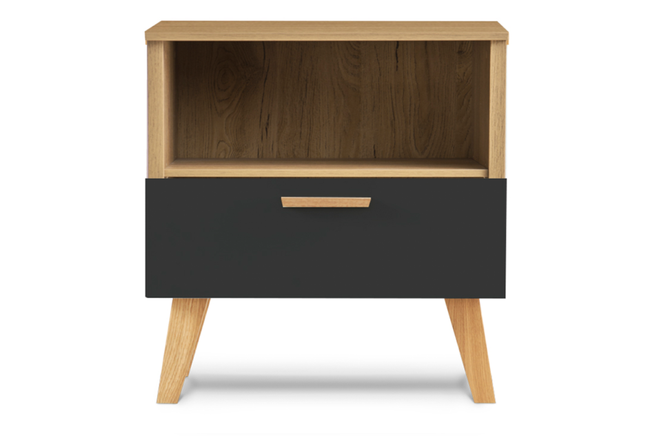 FRISK Szafka nocna skandynawska czarna antracytowy/dąb naturalny - zdjęcie 0