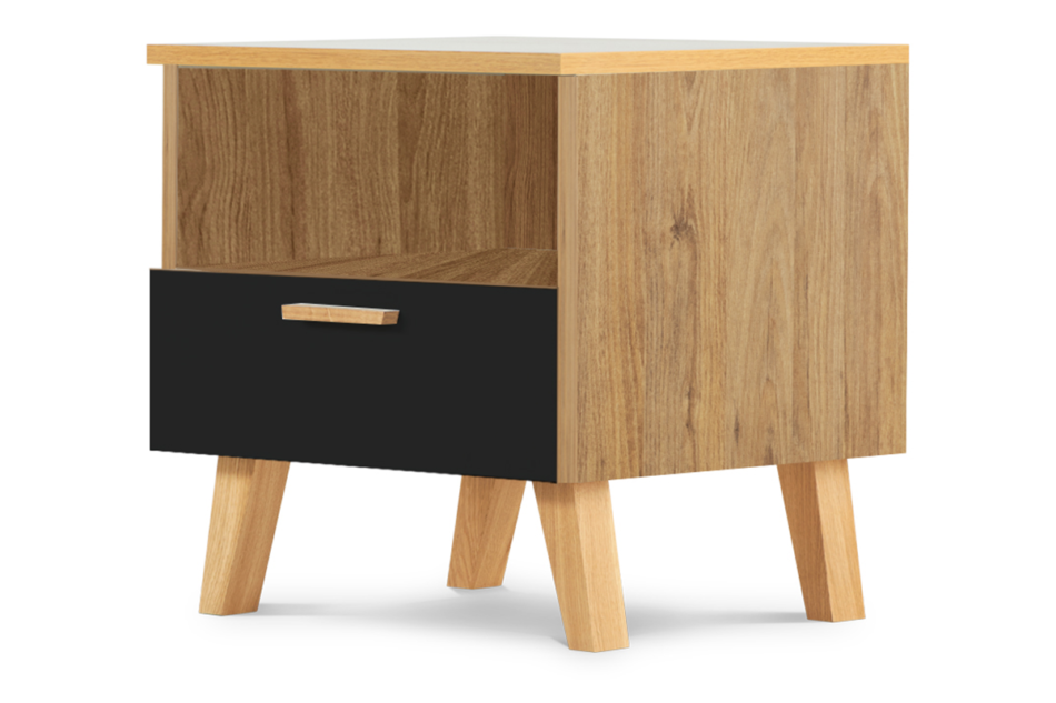 FRISK Szafka nocna skandynawska czarna antracytowy/dąb naturalny - zdjęcie 1