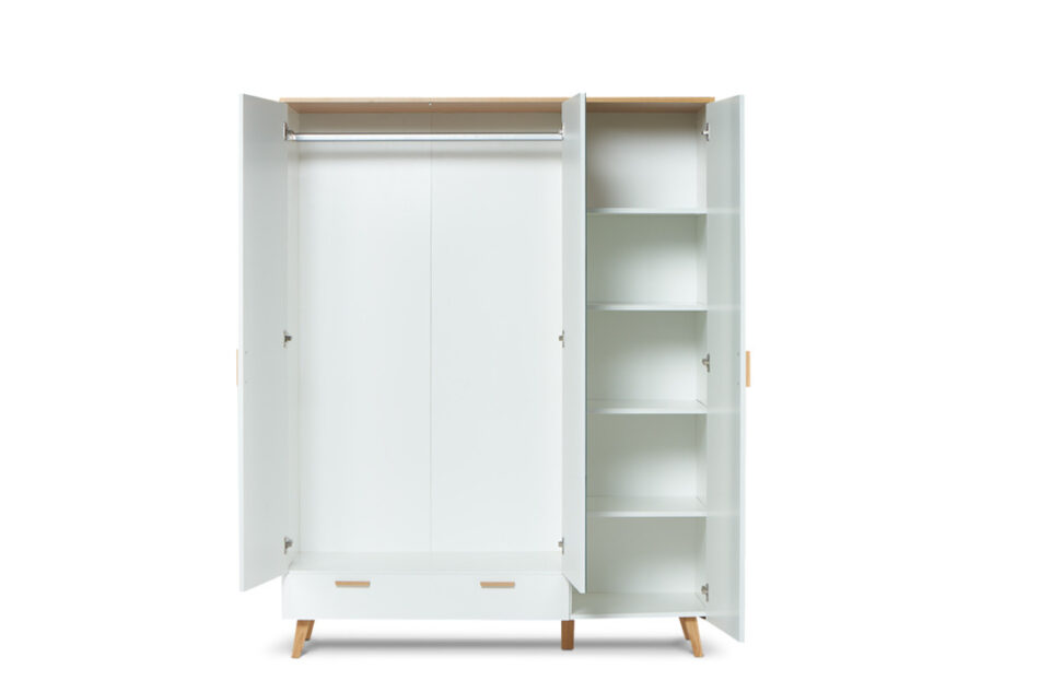 FRISK Biała szafa z lustrem w stylu skandynawskim biały/dąb naturalny - zdjęcie 3