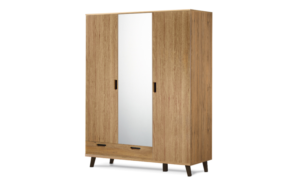 FRISK Szafa z lustrem do salonu w stylu skandynawskim dąb naturalny - zdjęcie 1