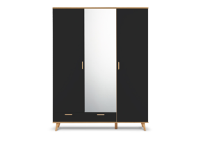 FRISK, https://dev1-mda.konsimo.pl/kolekcja/frisk/ Szafa z lustrem w stylu skandynawskim antracytowy/dąb naturalny - zdjęcie