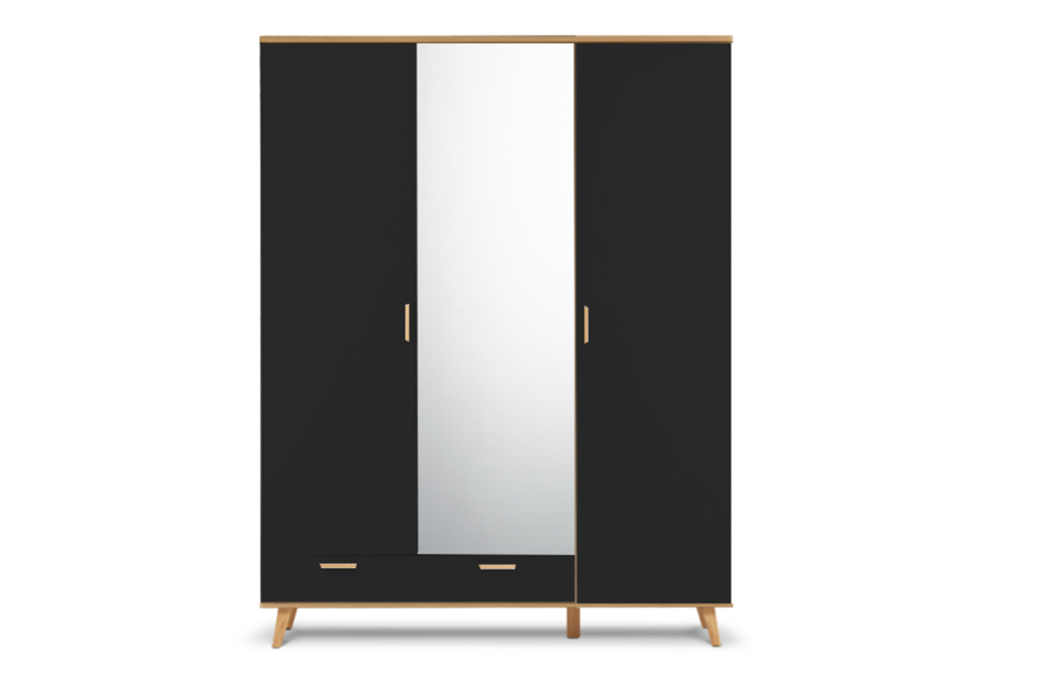 FRISK Szafa z lustrem w stylu skandynawskim antracytowy/dąb naturalny - zdjęcie 0