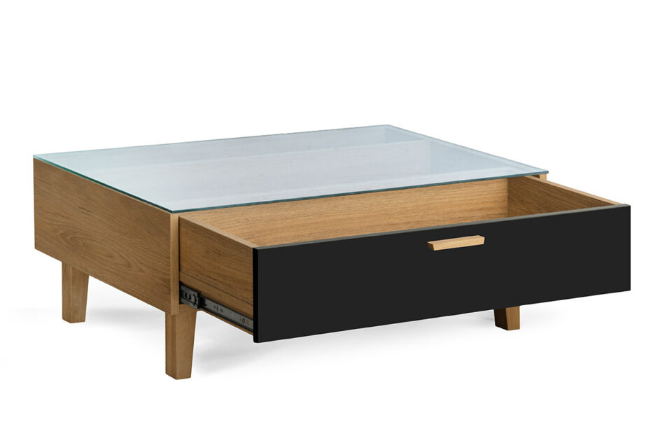 FRISK Stolik kawowy skandynawski z szufladą antracyt/dąb naturalny - zdjęcie 2