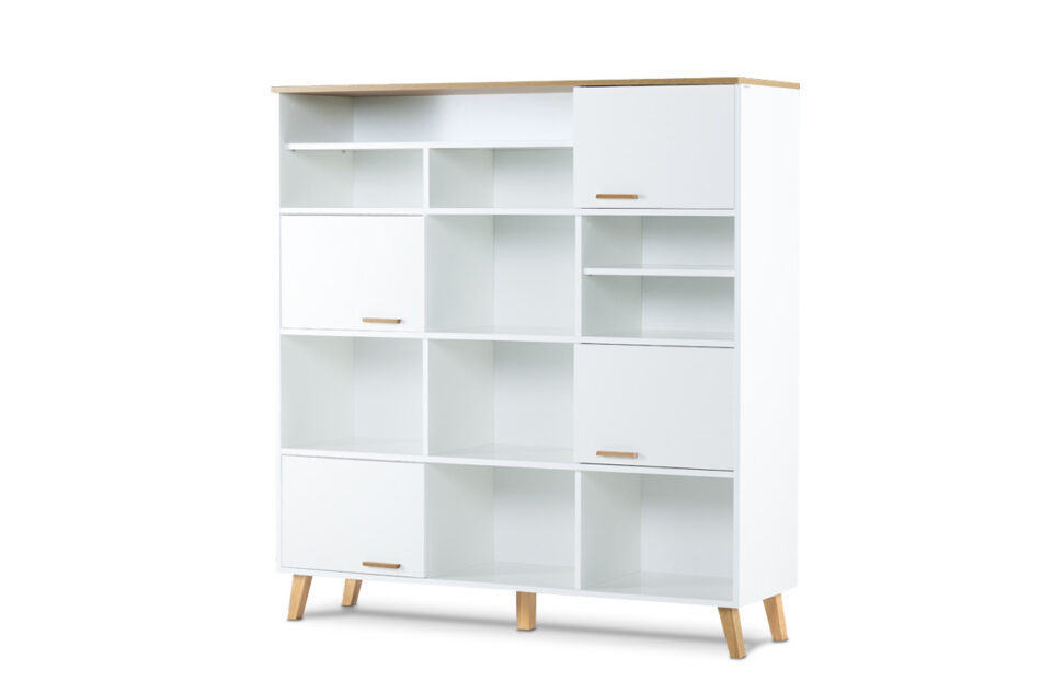 FRISK Biała meblościanka do salonu w stylu skandynawskim biały/dąb naturalny - zdjęcie 2