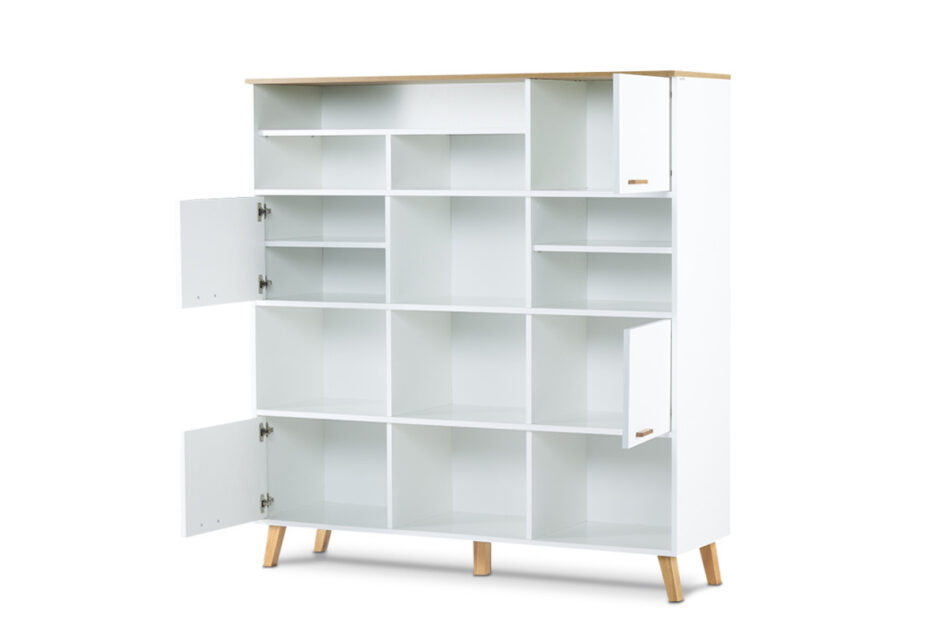 FRISK Biała meblościanka do salonu w stylu skandynawskim biały/dąb naturalny - zdjęcie 4