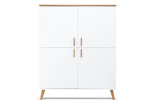 FRISK, https://dev1-mda.konsimo.pl/kolekcja/frisk/ Biała komoda skandynawska do salonu biały/dąb naturalny - zdjęcie