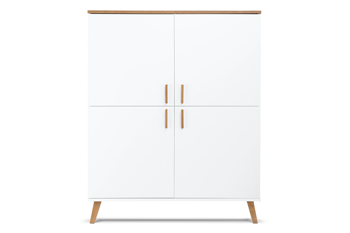 Biała komoda skandynawska do salonu