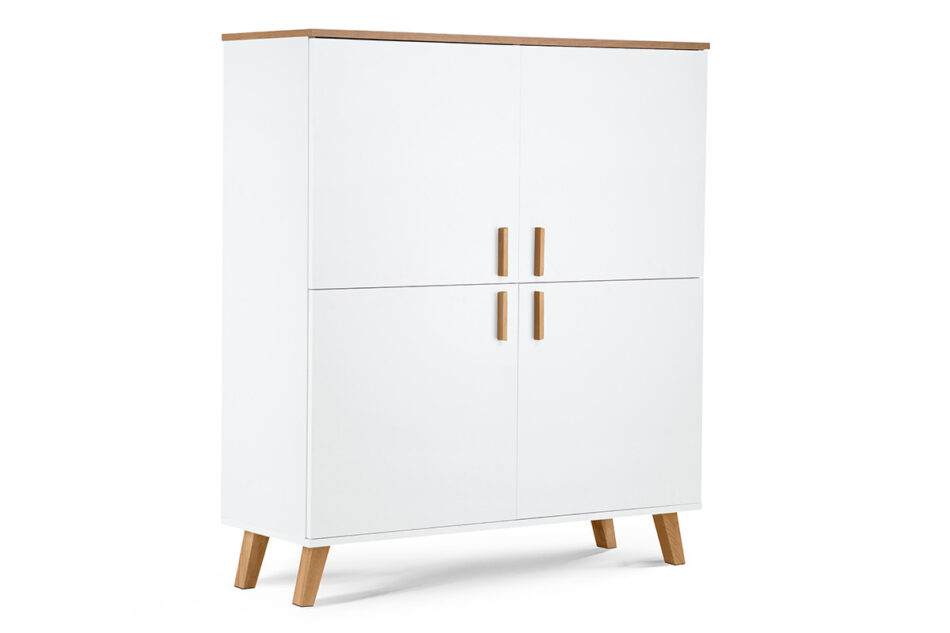 FRISK Biała komoda skandynawska do salonu biały/dąb naturalny - zdjęcie 1