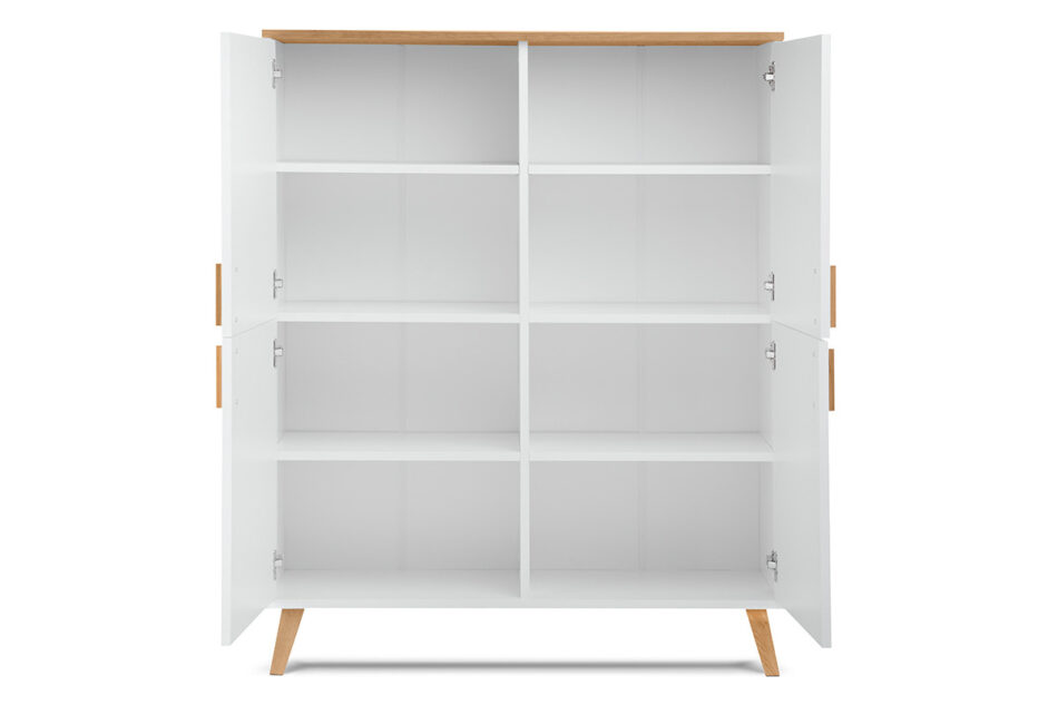 FRISK Biała komoda skandynawska do salonu biały/dąb naturalny - zdjęcie 3